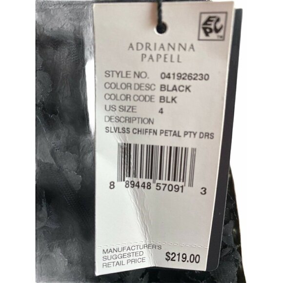 Adrianna Papell Sz 4 Black Sleeveless Chiffon Petal Party Dress NWT‎ $220 - Picture 7 of 8
